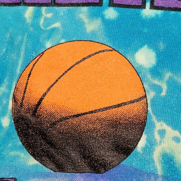 Vintage 90s Basketball Shirt M/L 21x27 Blue Bleached Ballin - Picture 15 of 15